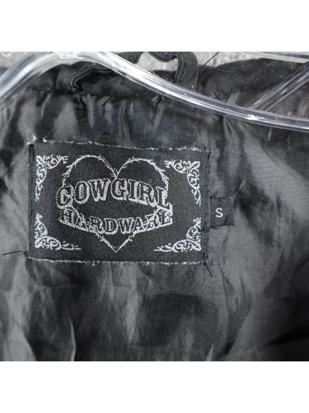 Cowgirl Hardware Puffer Vest Womens S Black Too Cute Embroidery Heart Rhinestone